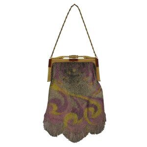 Whiting Davis Art Deco Dresden Mesh Evening Bag w/ Rare Slide Lock Closure
